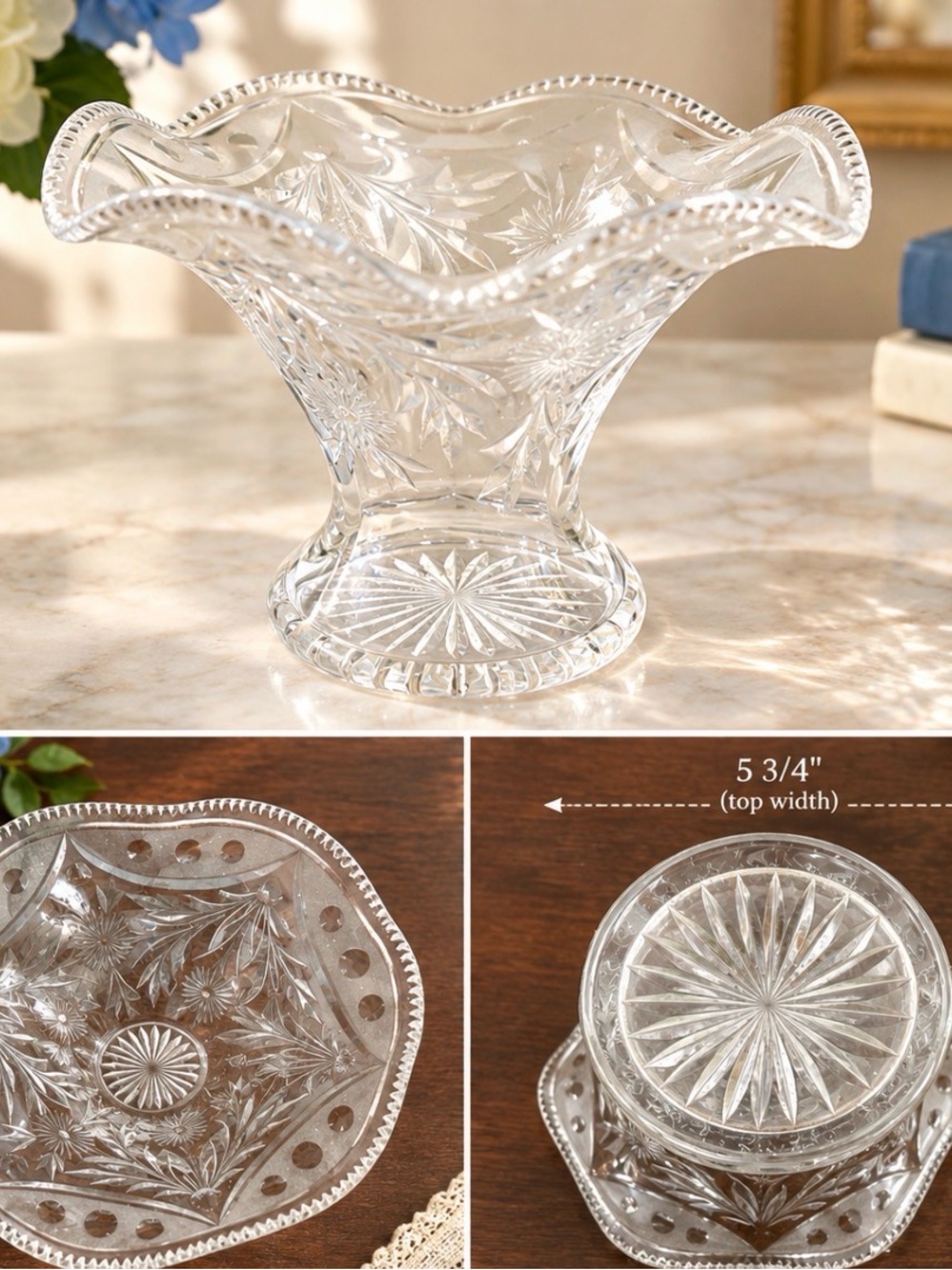 Clear Cut-Glass Decorative Vase - Elegant Clear Crystal-Style Accent